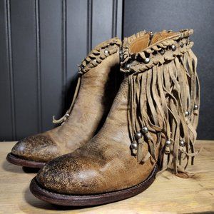 Lucchese Fringe Ankle Booties Western Boots 7.5
